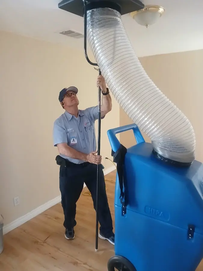Mini Split Installation technician using HEPA equipment in Santa Fe Springs